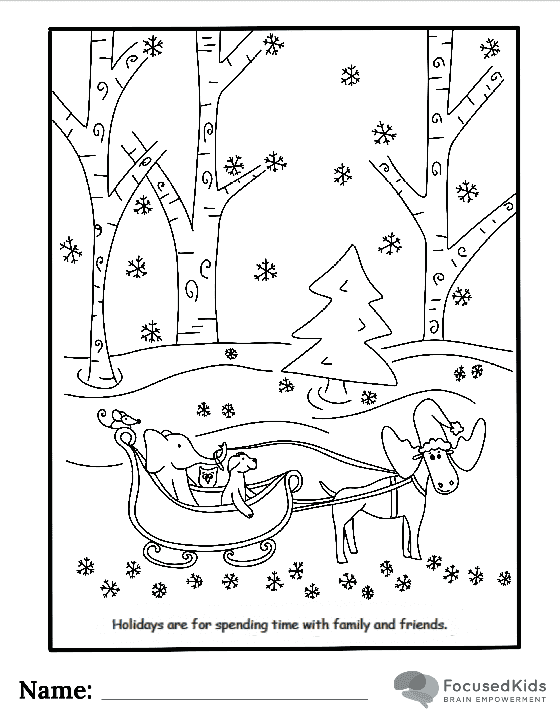 FocusedKids Coloring Page Download: Winter Sleigh